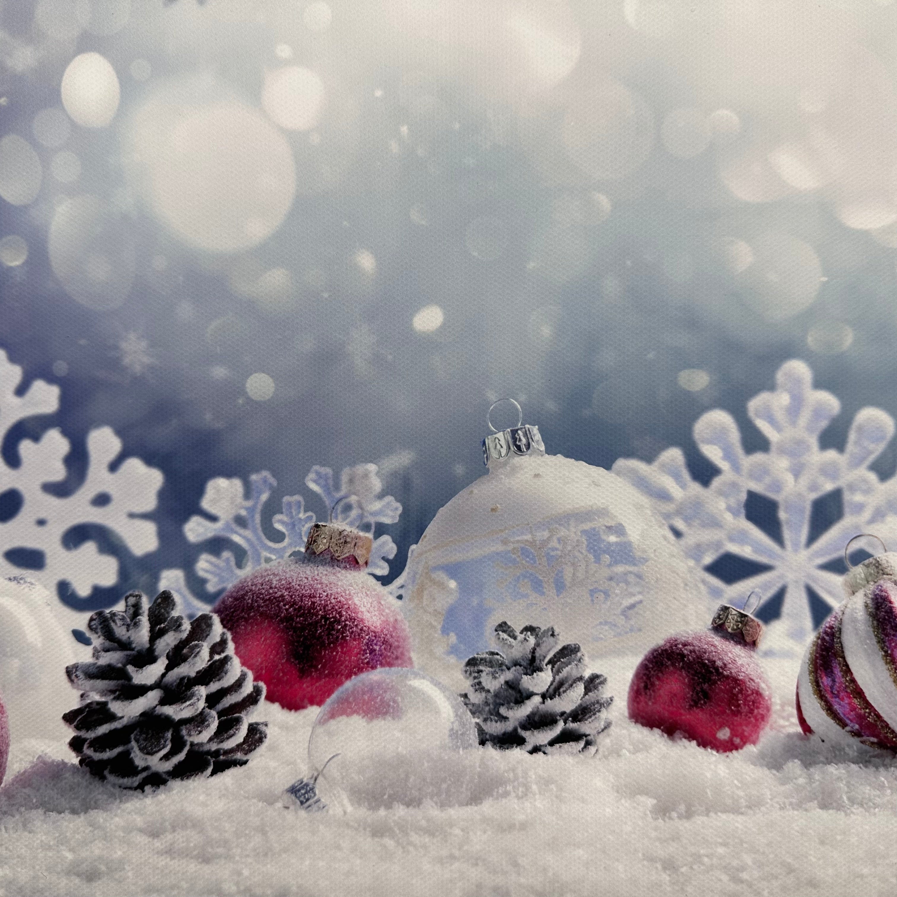 Snowy Baubles Canvas Photography Background