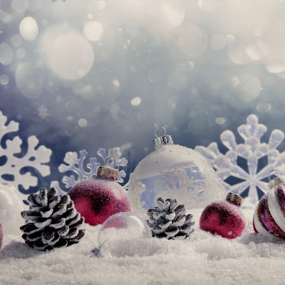 Snowy Baubles Canvas Photography Background