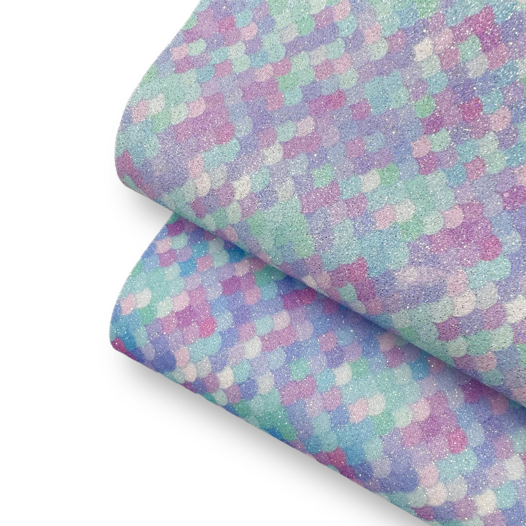 Bubblegum Mermaid Scales Printed Fine Core Glitter Fabric