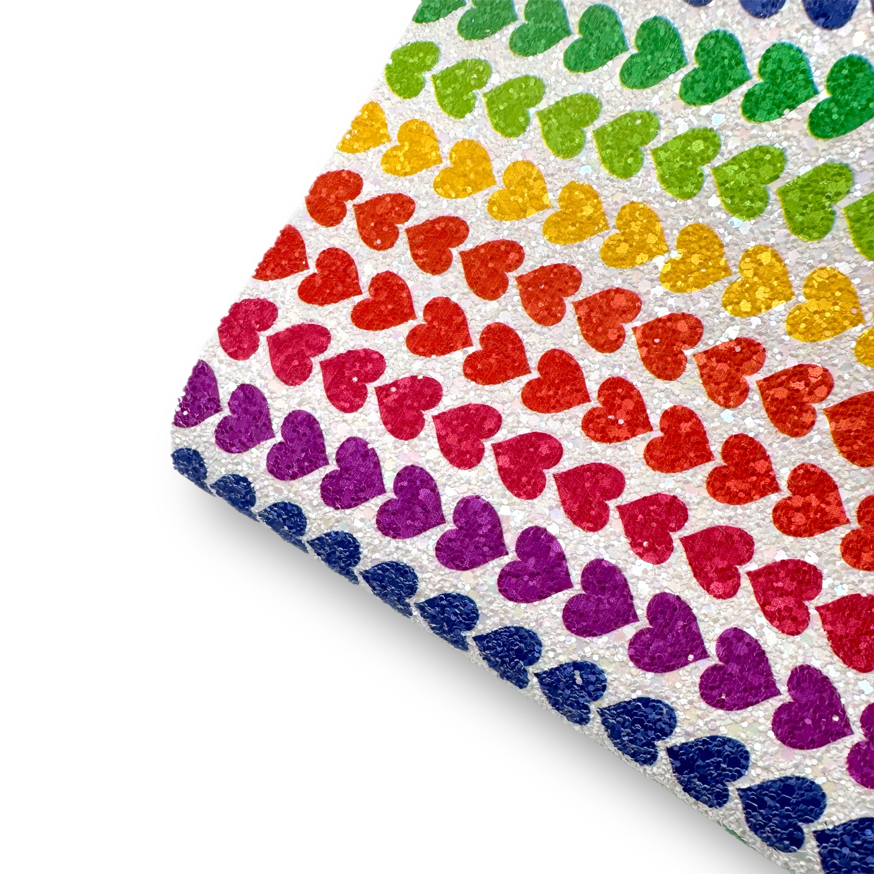 Rainbow Hearts Core Lux Premium Chunky Glitter Fabric