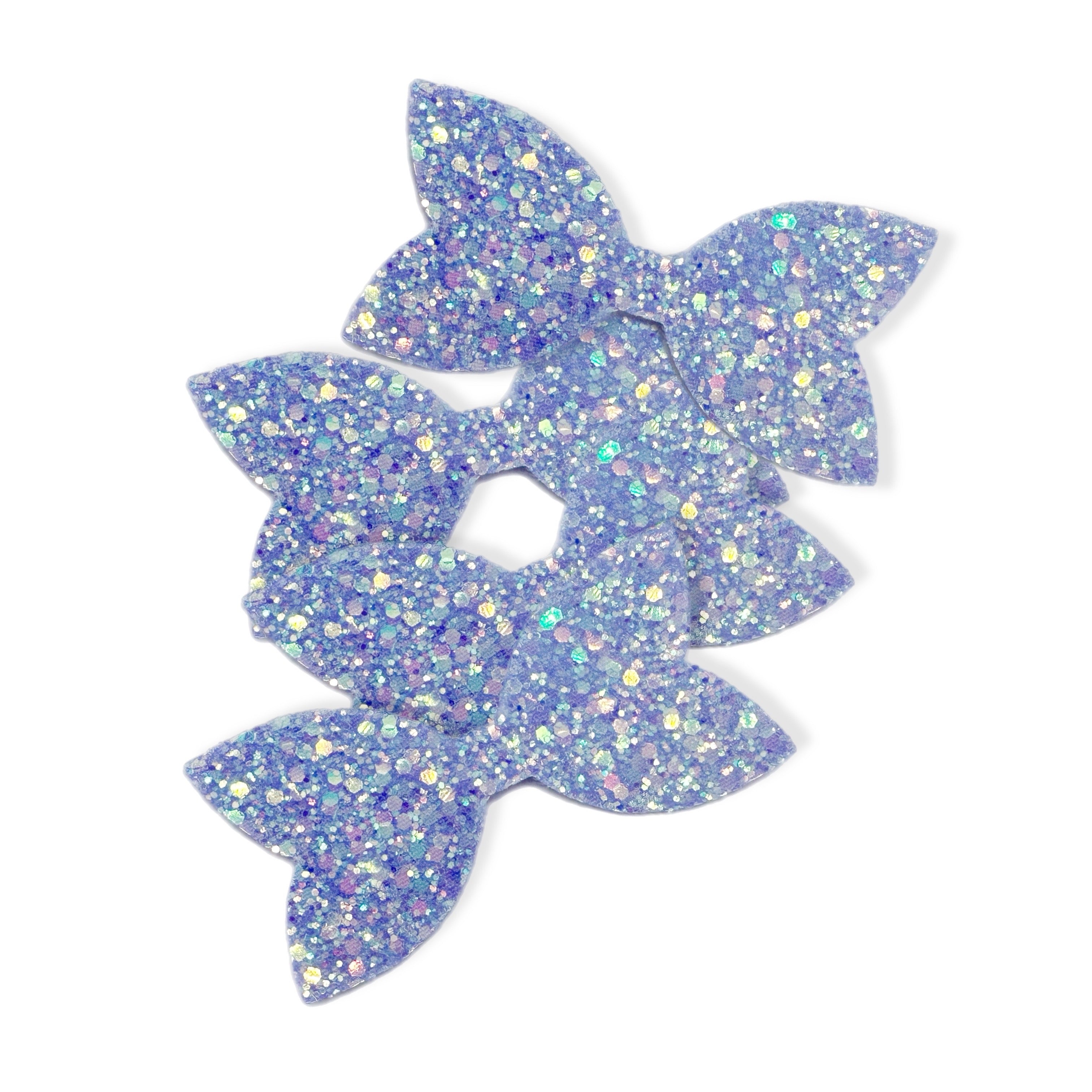 Fairytales Lilac Pre Cut Chunky Glitter Bow Tails & Centres 3.5”- 4 Pack