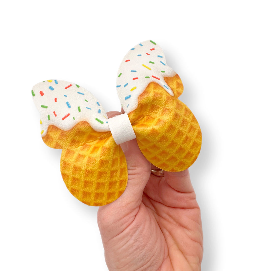 Vanilla Sprinkles Ice Cream Butterfly Pinch Bows DIY Cut Out Faux Leather Fabric Sheets