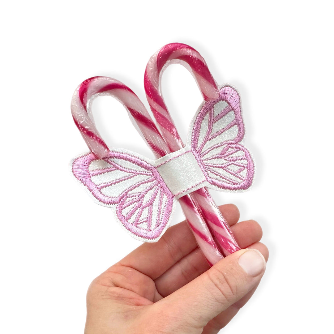 White Glittery Butterfly | Candy Cane Cuties Feltie Treat Holders