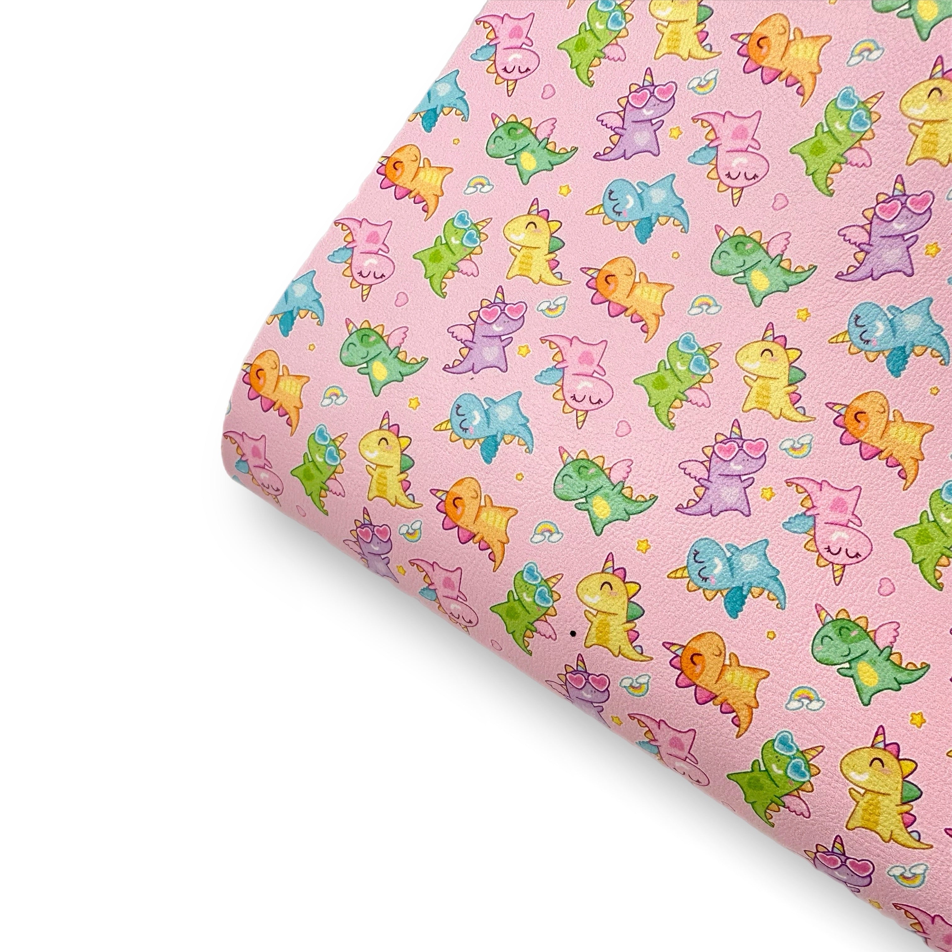 Candyfloss Dinos Premium Faux Leather Fabric