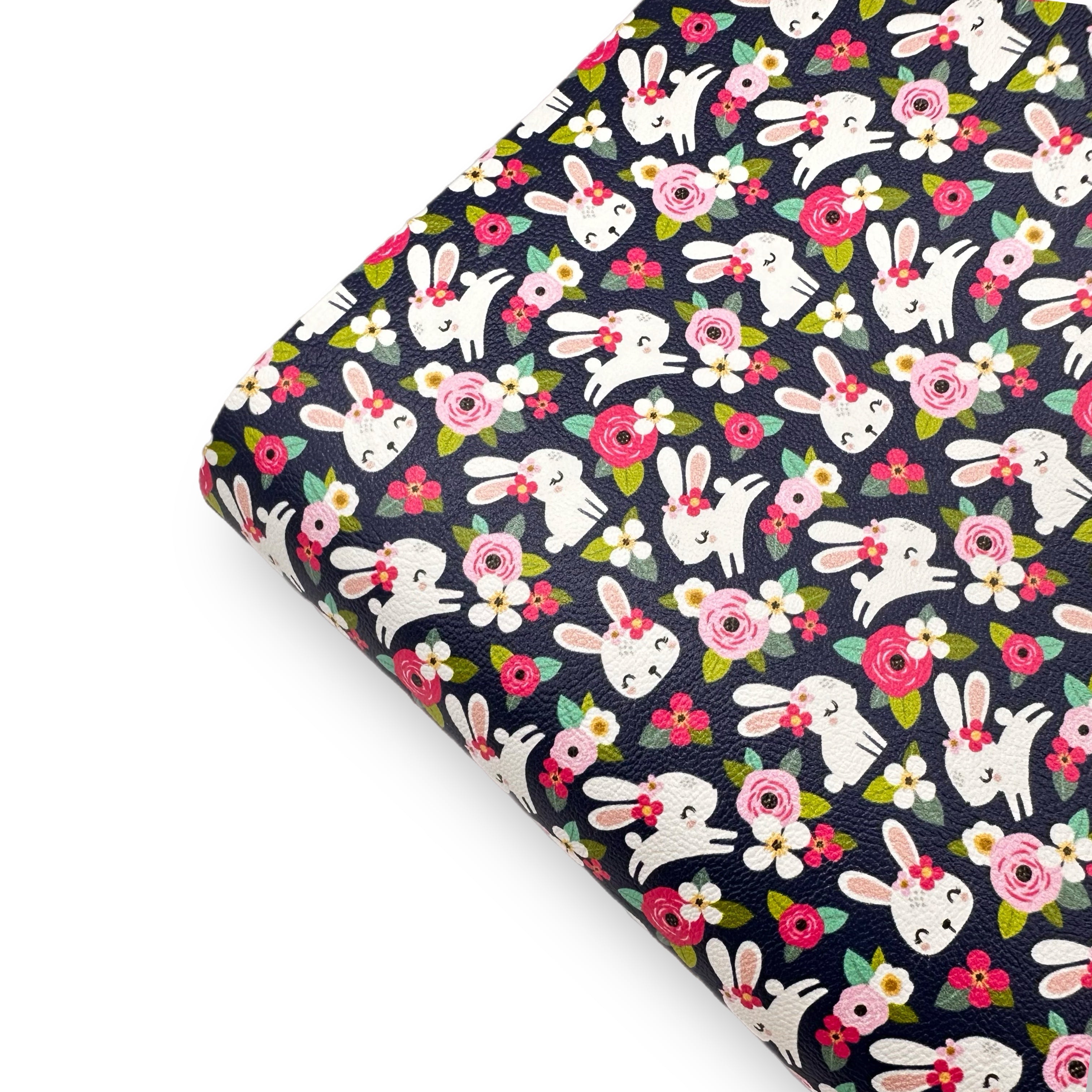 Hop, Hop, Lil Bunny Premium Faux Leather Fabric
