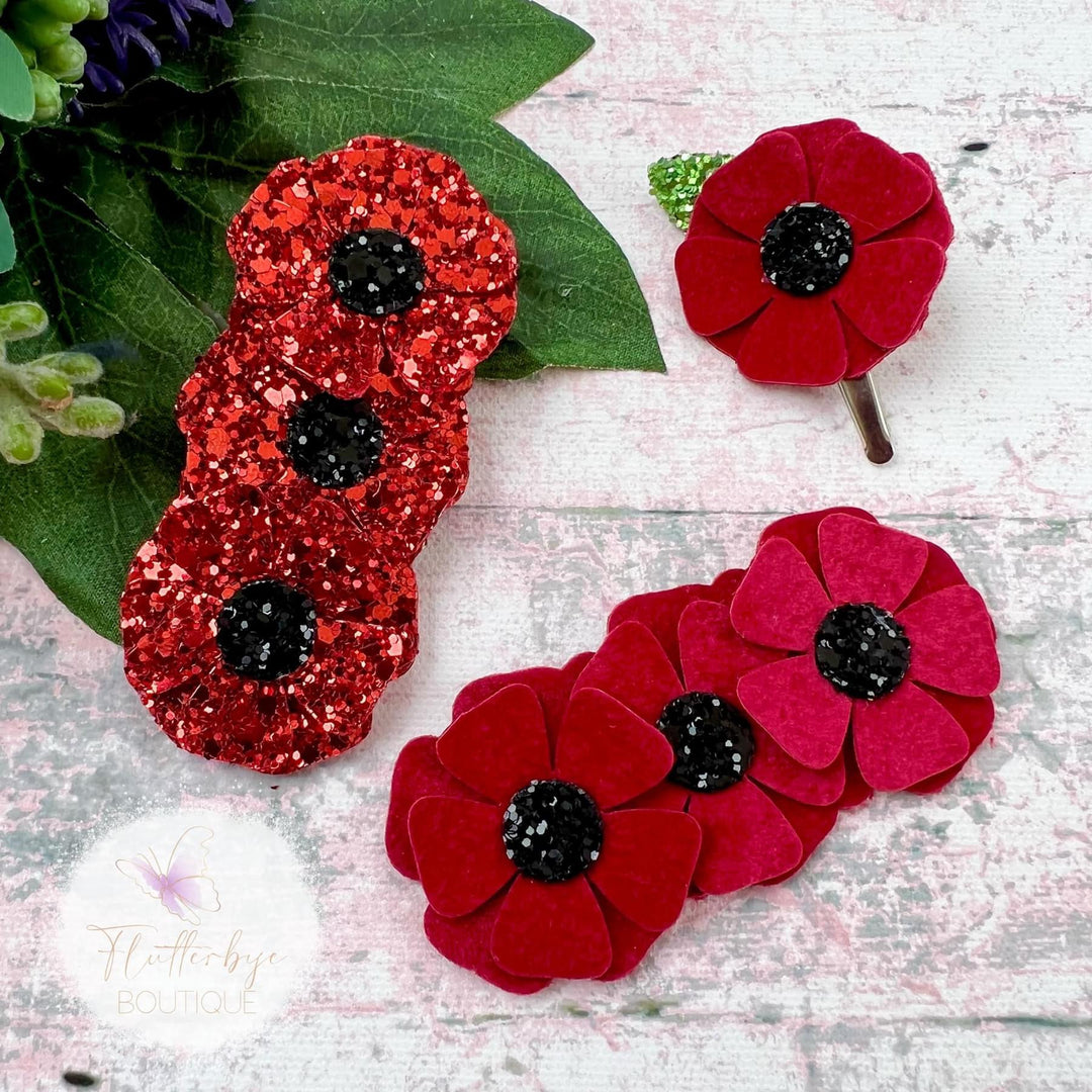 Poppy Flower Clip Pre Cuts- Snap Clip Set