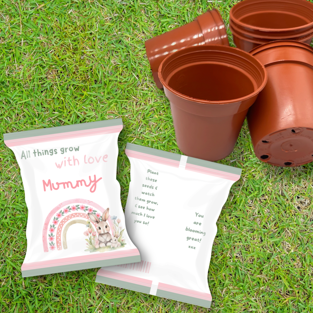 All things grow with Love, Mothers Day Pink & Green DIY Seed Packets
