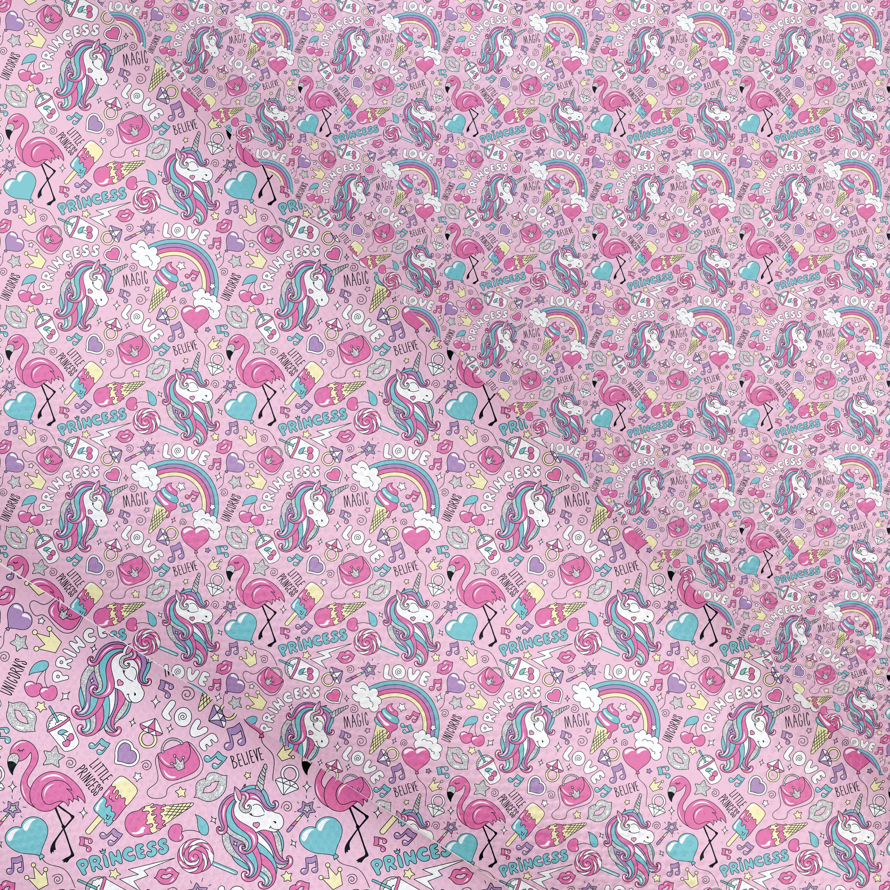 Pink Cool Princess Canvas Lux Premium Printed Fabric- 3 Sizes