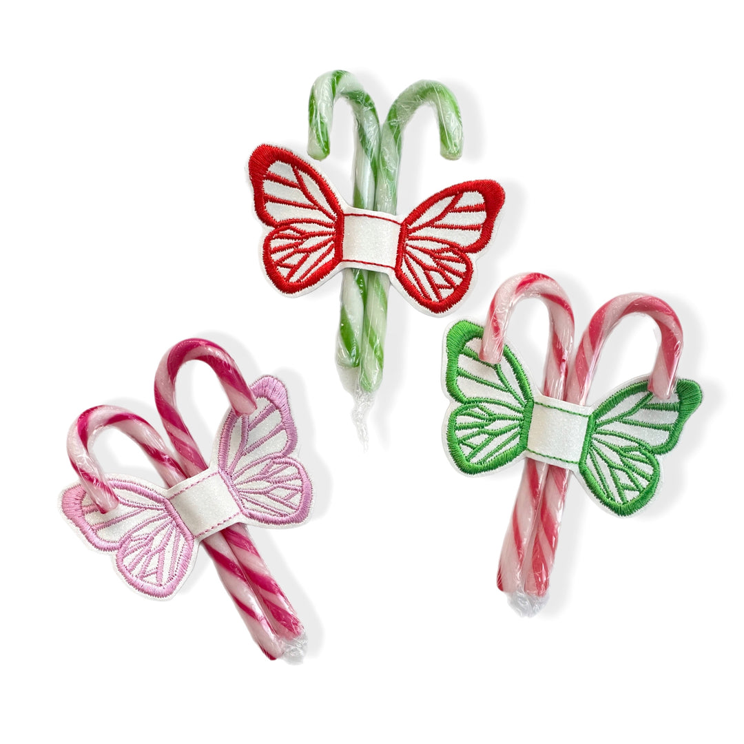 White Glittery Butterfly | Candy Cane Cuties Feltie Treat Holders