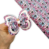 GRUNGE LEOPARD HEARTS BUTTERFLY PINCH BOWS - DIY CUT OUT FAUX LEATHER FABRIC SHEETS