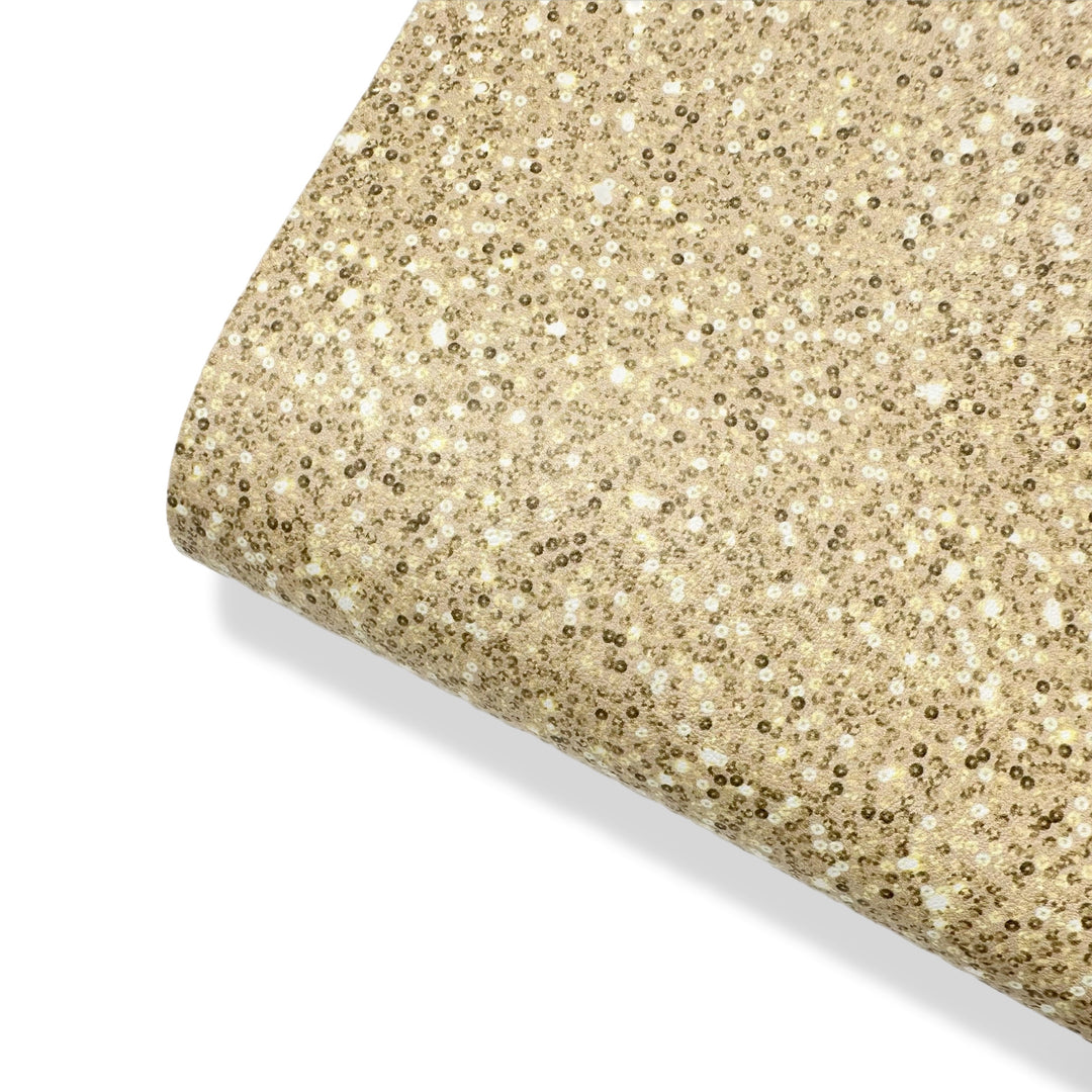 Golden Sequins Premium Faux Leather Fabric