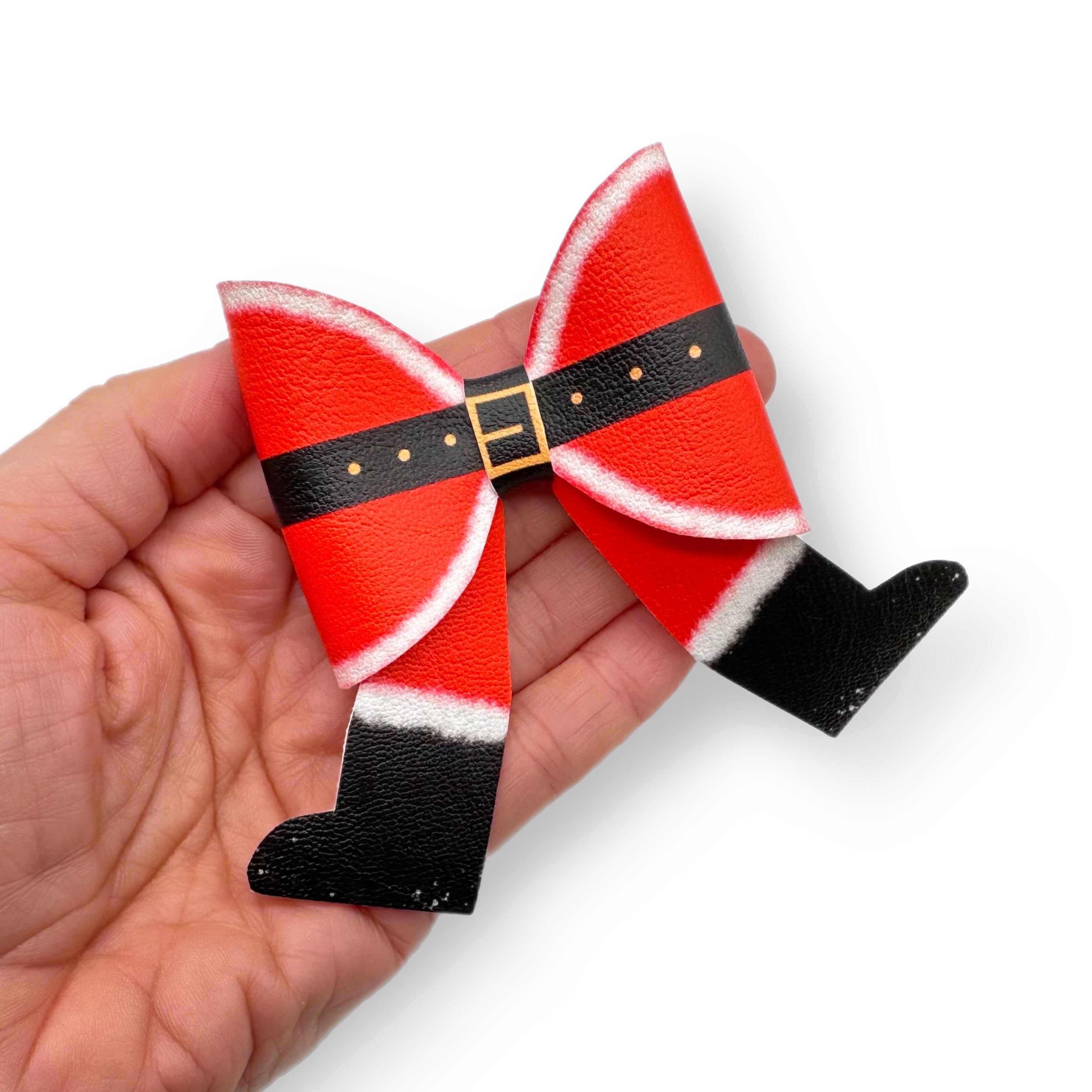 Santas Boots Faux Leather DIY Hair Bow Loops & Craft Cutout Sheets