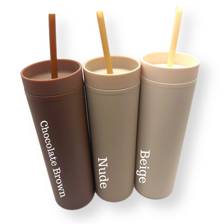 Skinny Tumbler with Straw 16 oz- 31 Colour Shades