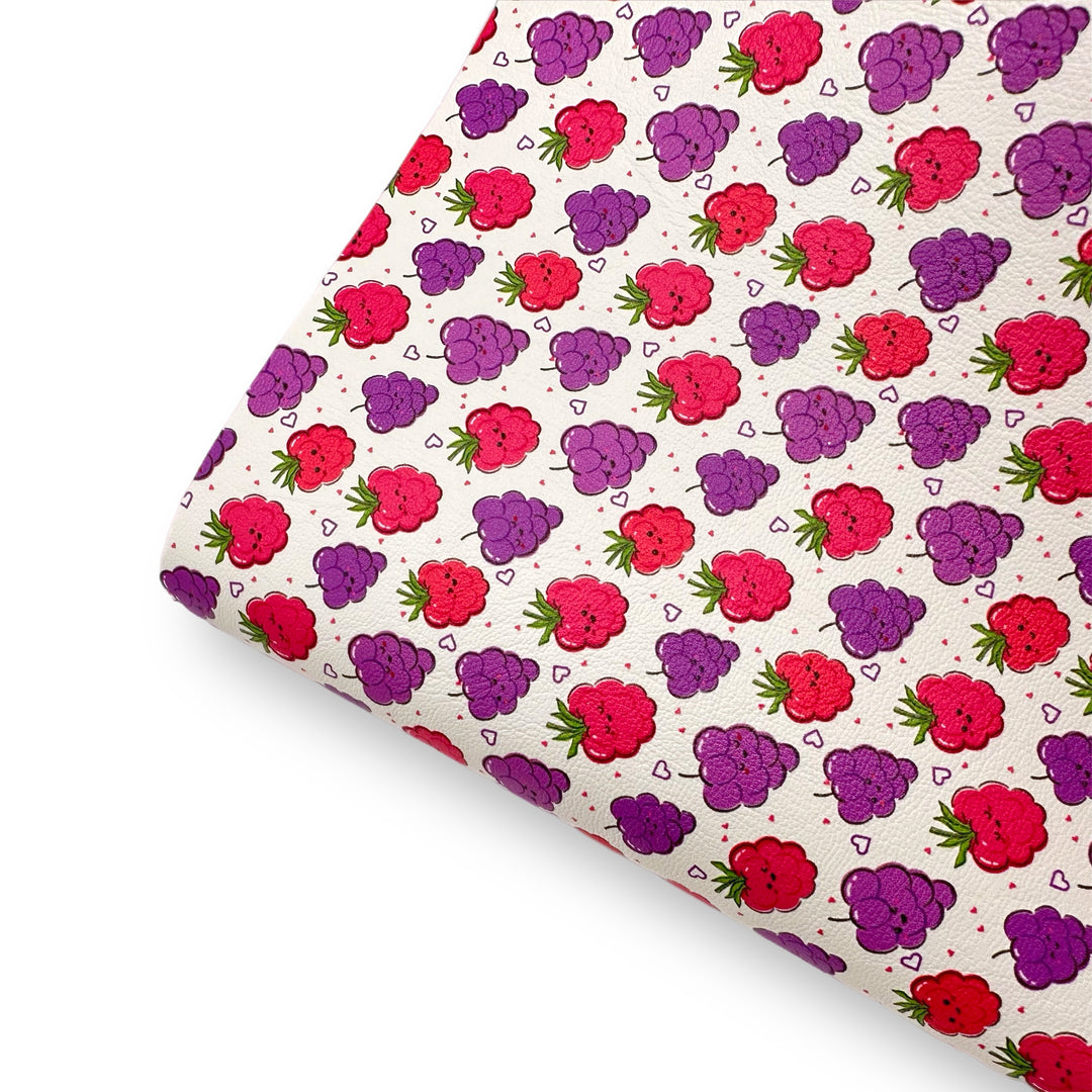 Kawaii Grapes Premium Faux Leather Fabric