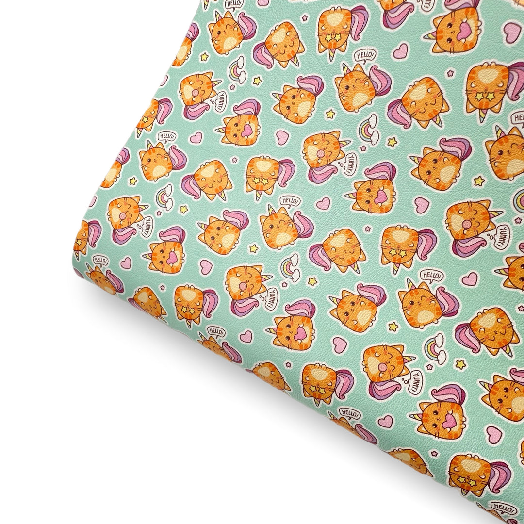 Ginger Kitticorn Premium Faux Leather Fabric