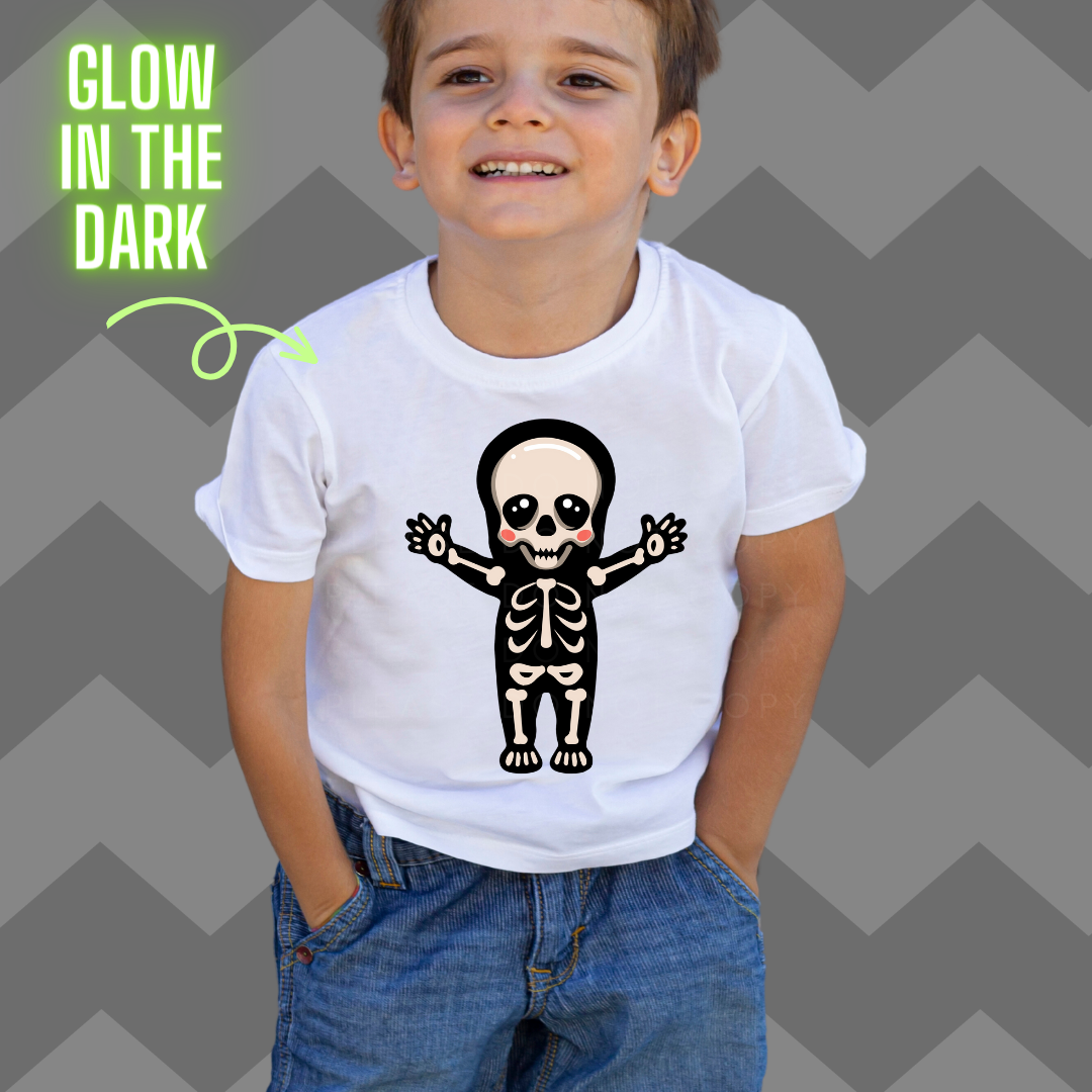 Skeleton Dude Glow in the Dark Full Colour Iron on T Shirt Transfers