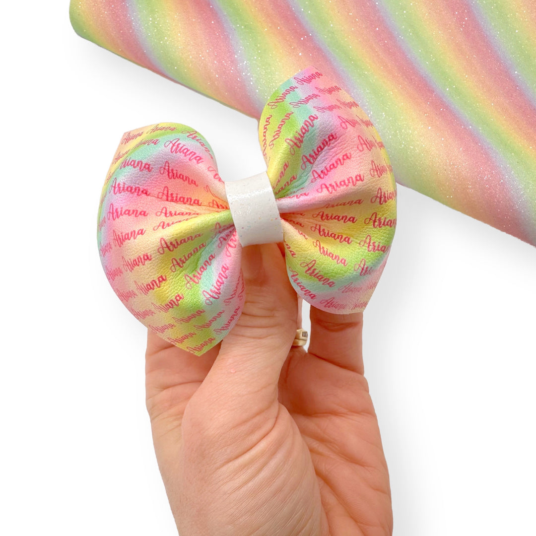 Personalised Pastel Rainbow ‘Ready to Pinch’  4” Pinch Bow Pre Cuts