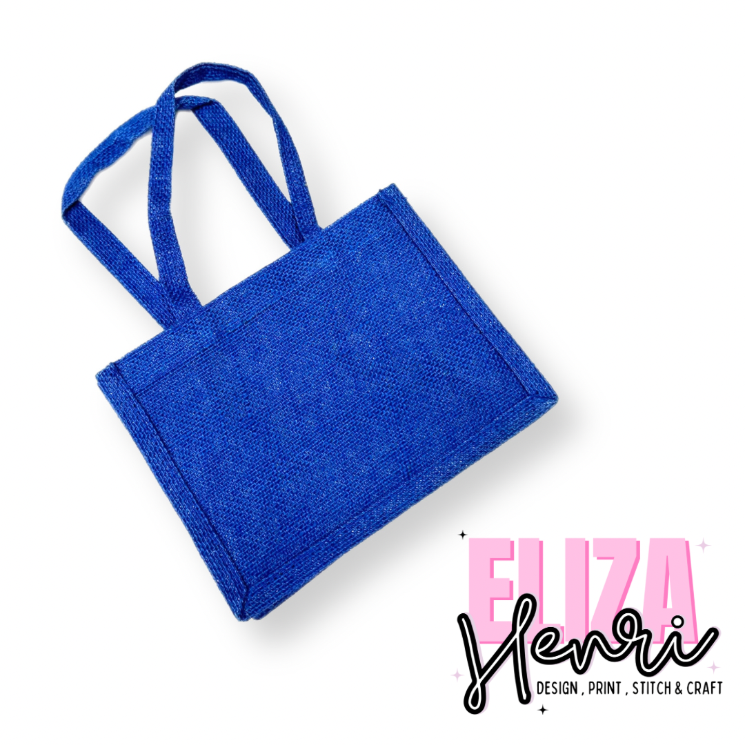 Blue coloured Mini Jute Gift Bags Eliza Henri Craft Supply