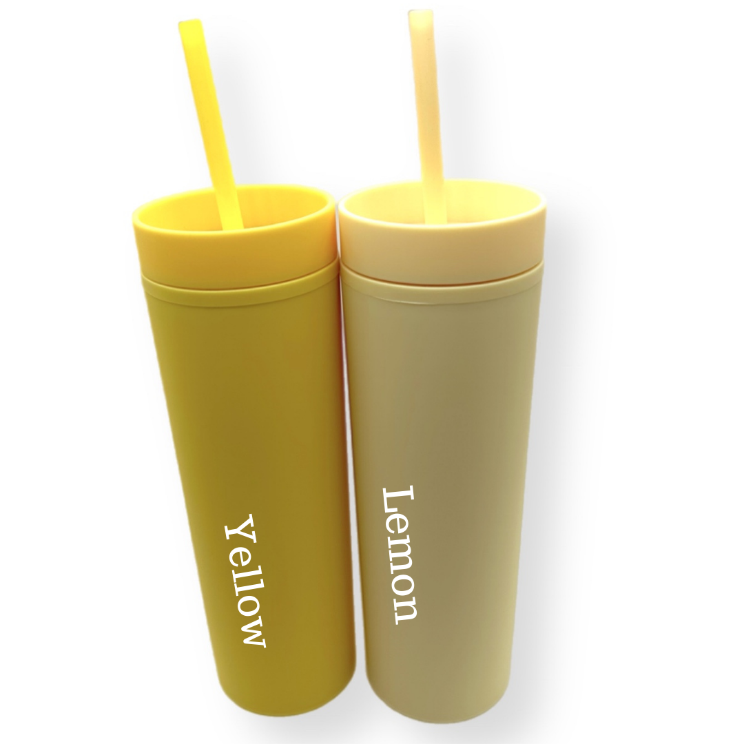 FECBK 6 Pack Skinny Tumblers with Lids and Straws 16 oz Matte