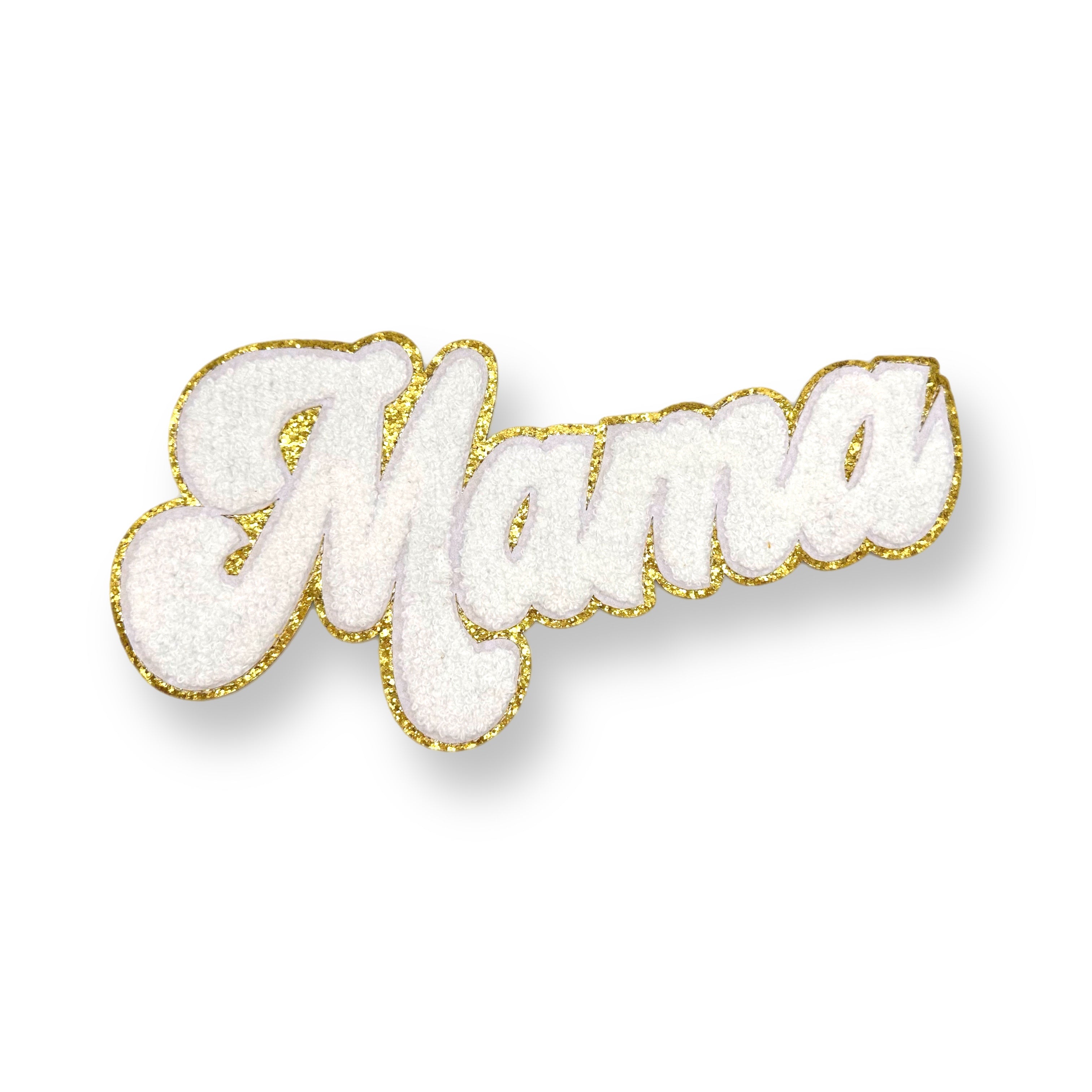 Mama White Chenille Patches 10”