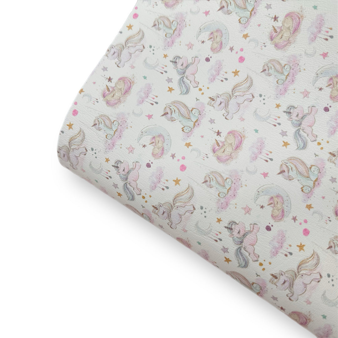 Baby Unicorns Premium Faux Leather Fabric