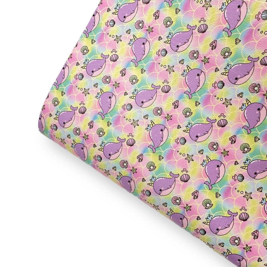 Pastel Narwhal Scales Premium Faux Leather Fabric