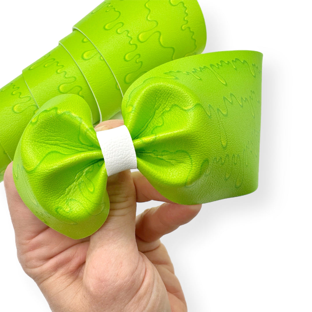 Green Slime Faux Leather Mega Bow Strips