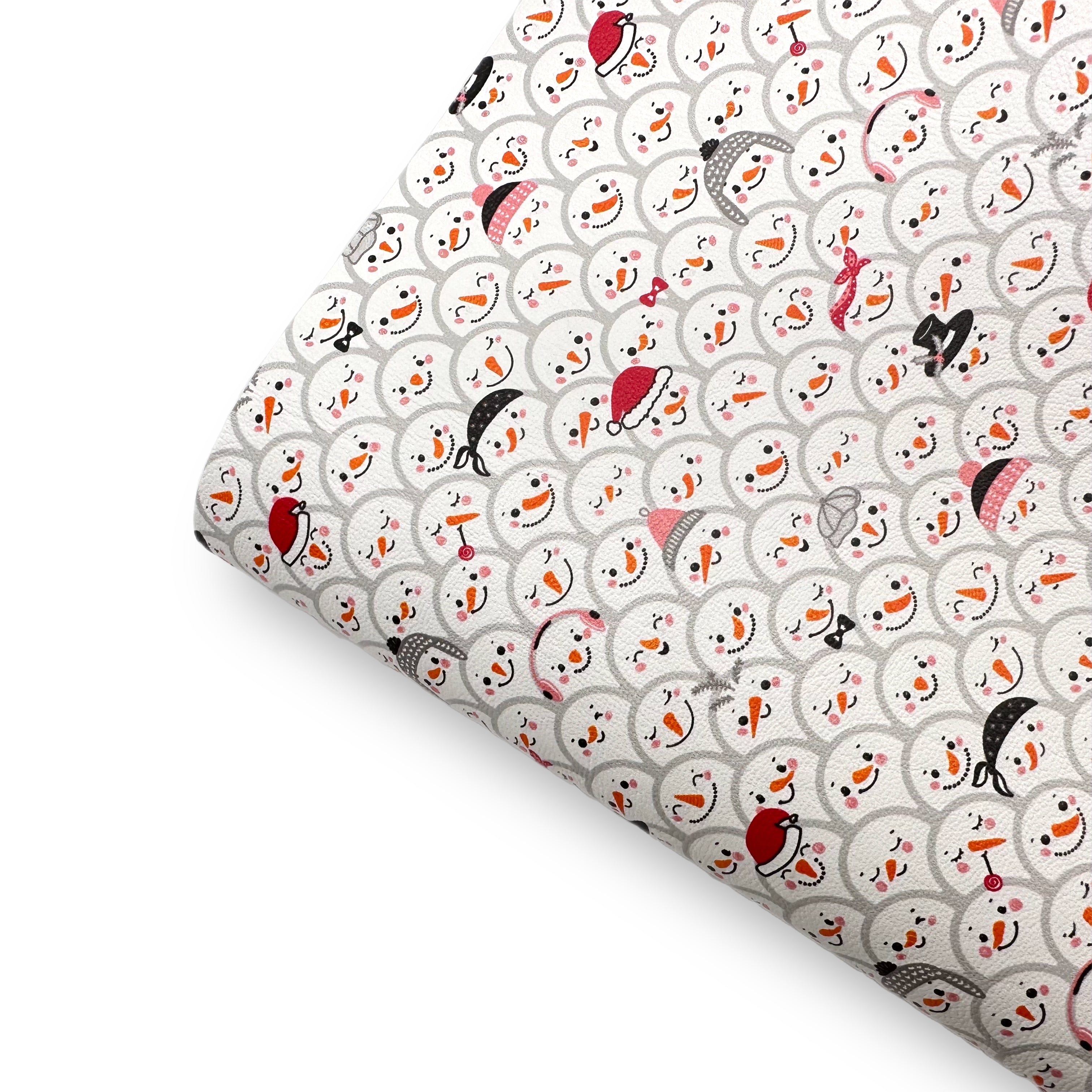 Snow Many Snowmen Premium Faux Leather Fabric Sheets