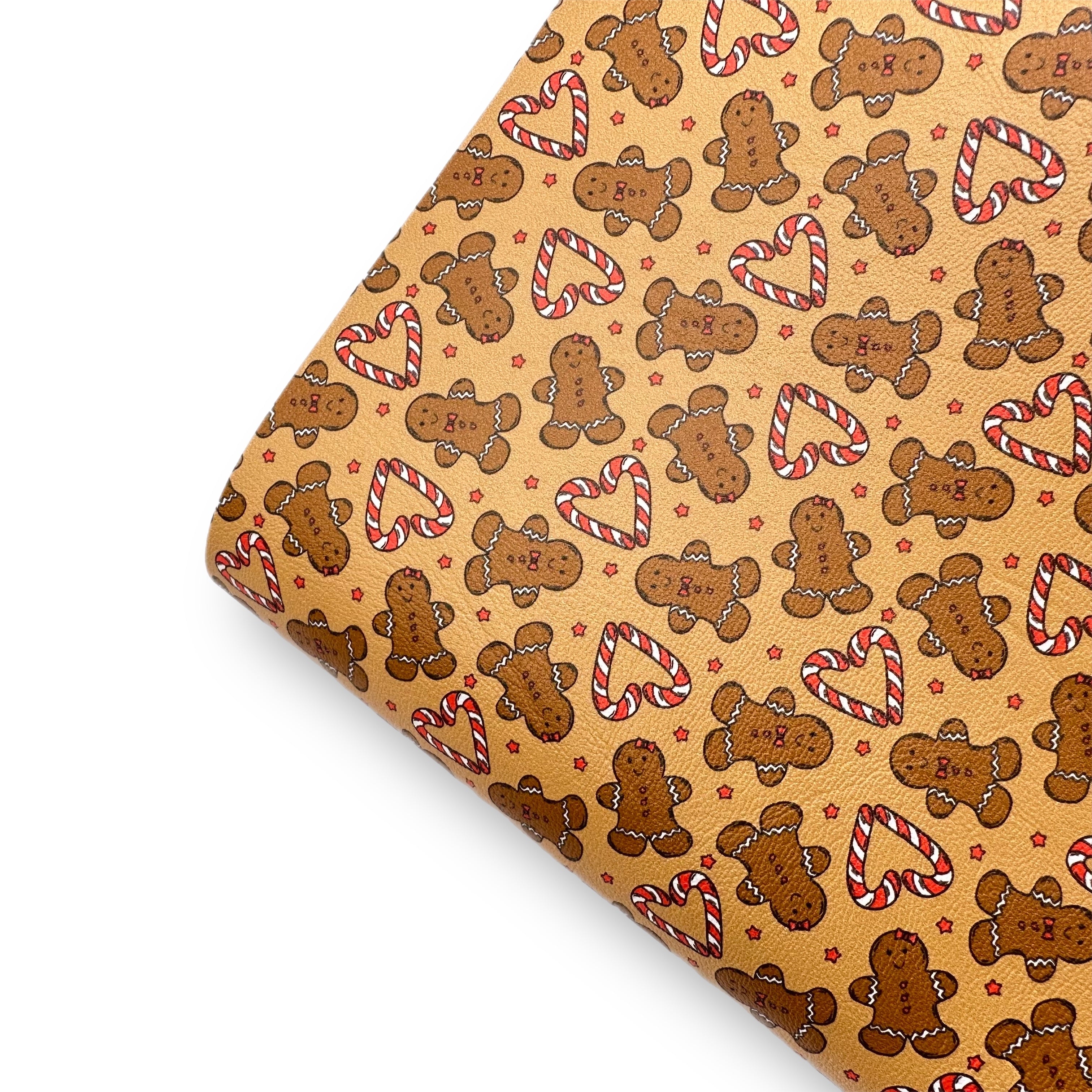 We Love Gingerbread Premium Faux Leather Fabric Sheets