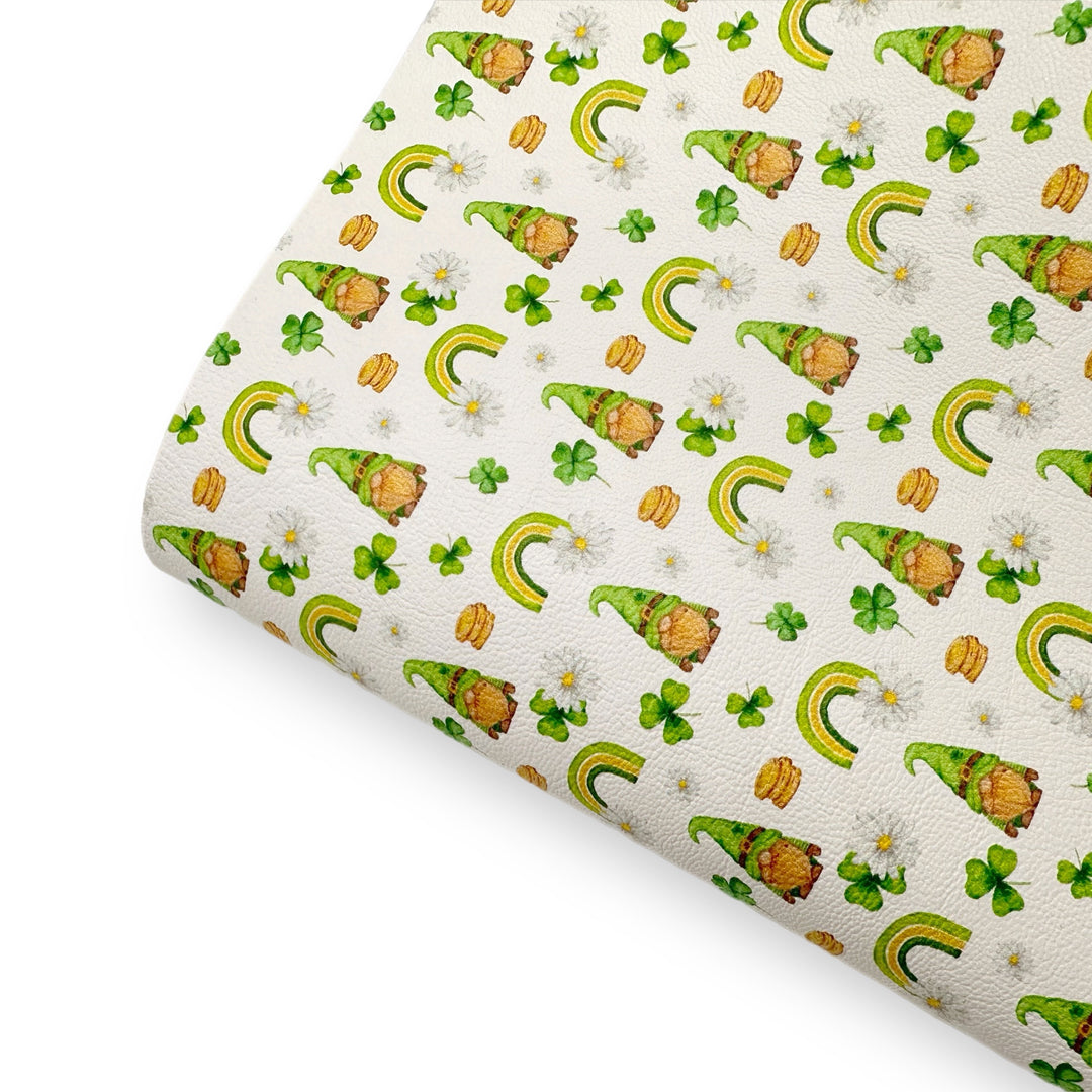 St Patricks Day Gonks Premium Faux Leather Fabric