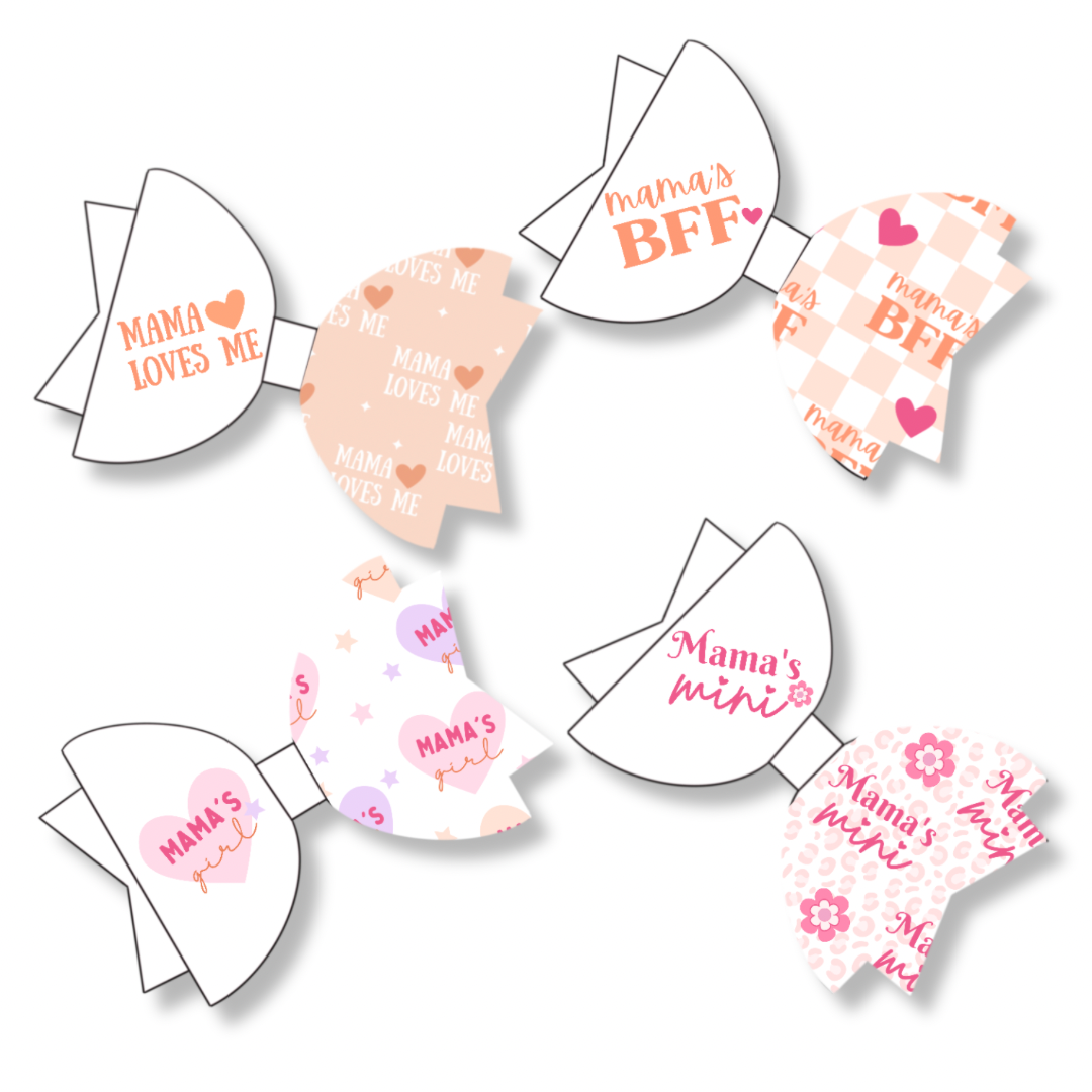 Mini bow dtf transfers for hair bow making 