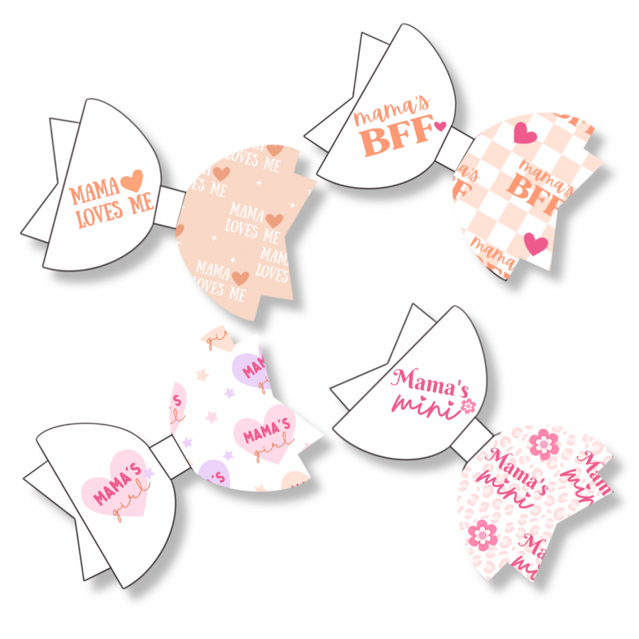 Mini bow dtf transfers for hair bow making 