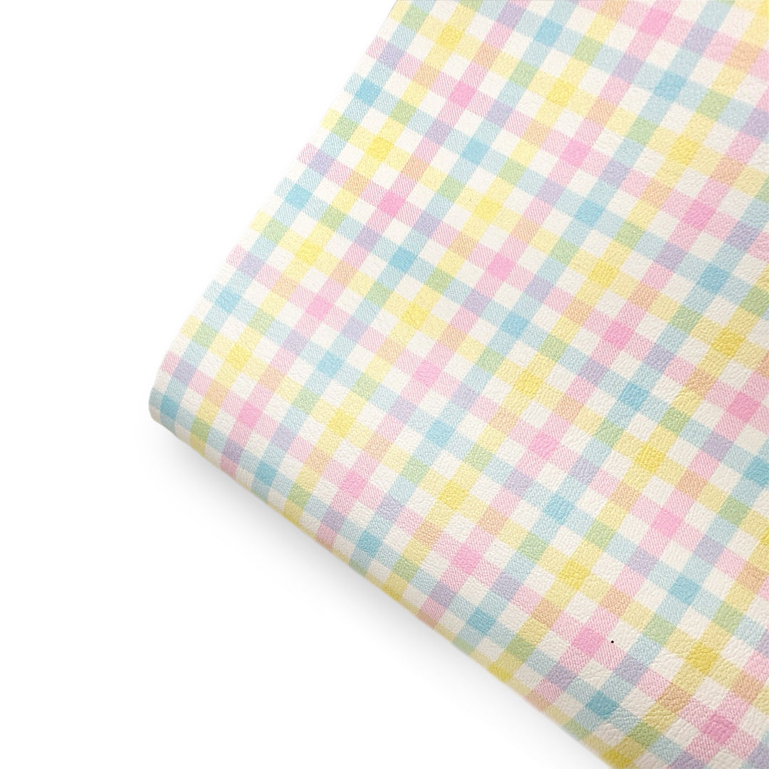 Easter Pastel Plaid Premium Faux Leather Fabric