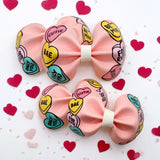 CANDY HEARTS FAUX LEATHER DIY PINCH HAIR BOW LOOPS & CRAFT CUTOUT SHEETS