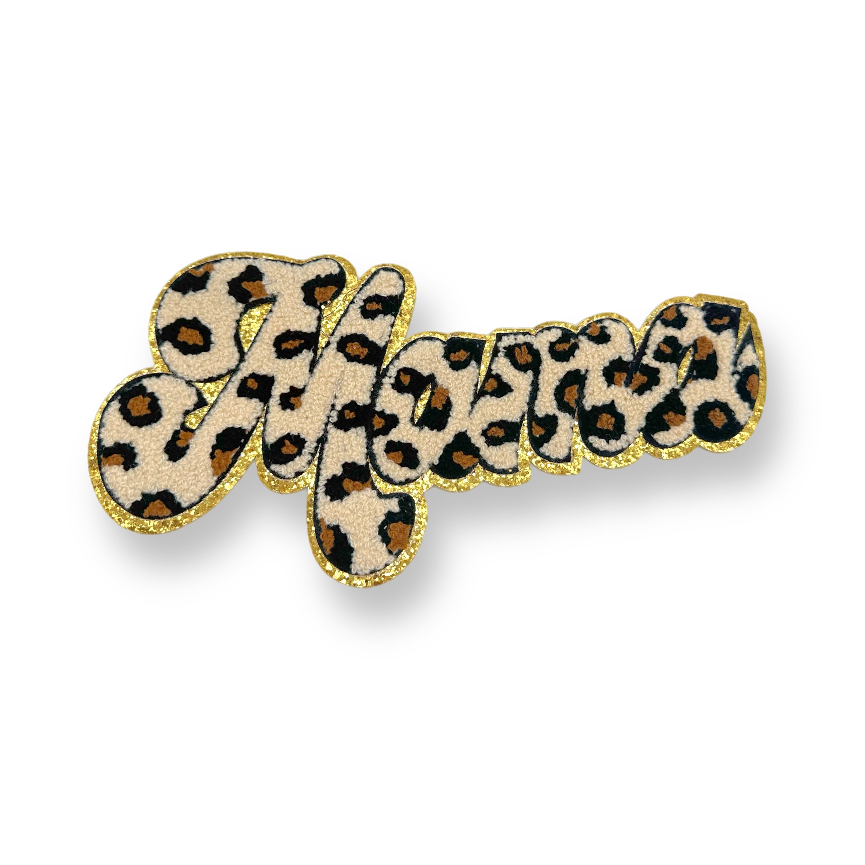 Mama Leopard Fuzzy Chenille Patches 10”