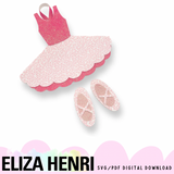 Pretty Ballet Dress & Shoes Bow Holder SVG-PDF Digital Download