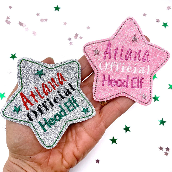 Exclusive Personalised Official Head Elf Shooting Star Badge KIT Feltie or Badge Face