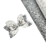 Gift wrapped with a bow Silver Snowflakes 3.5” | Pre Cut DIY Hair Bow Loops