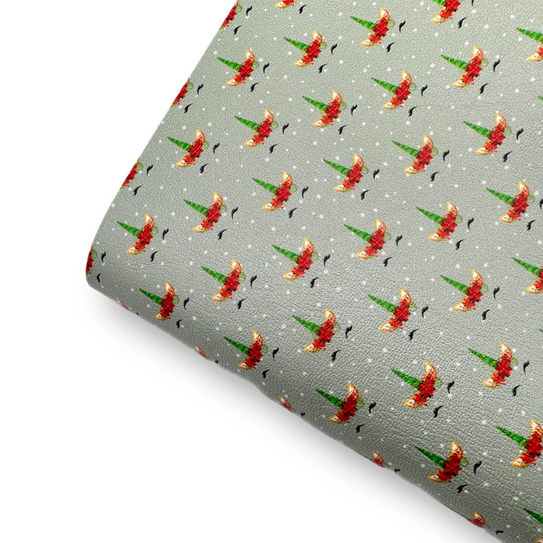 Sleepy Christmas Unicorn Premium Faux Leather Fabric Sheets