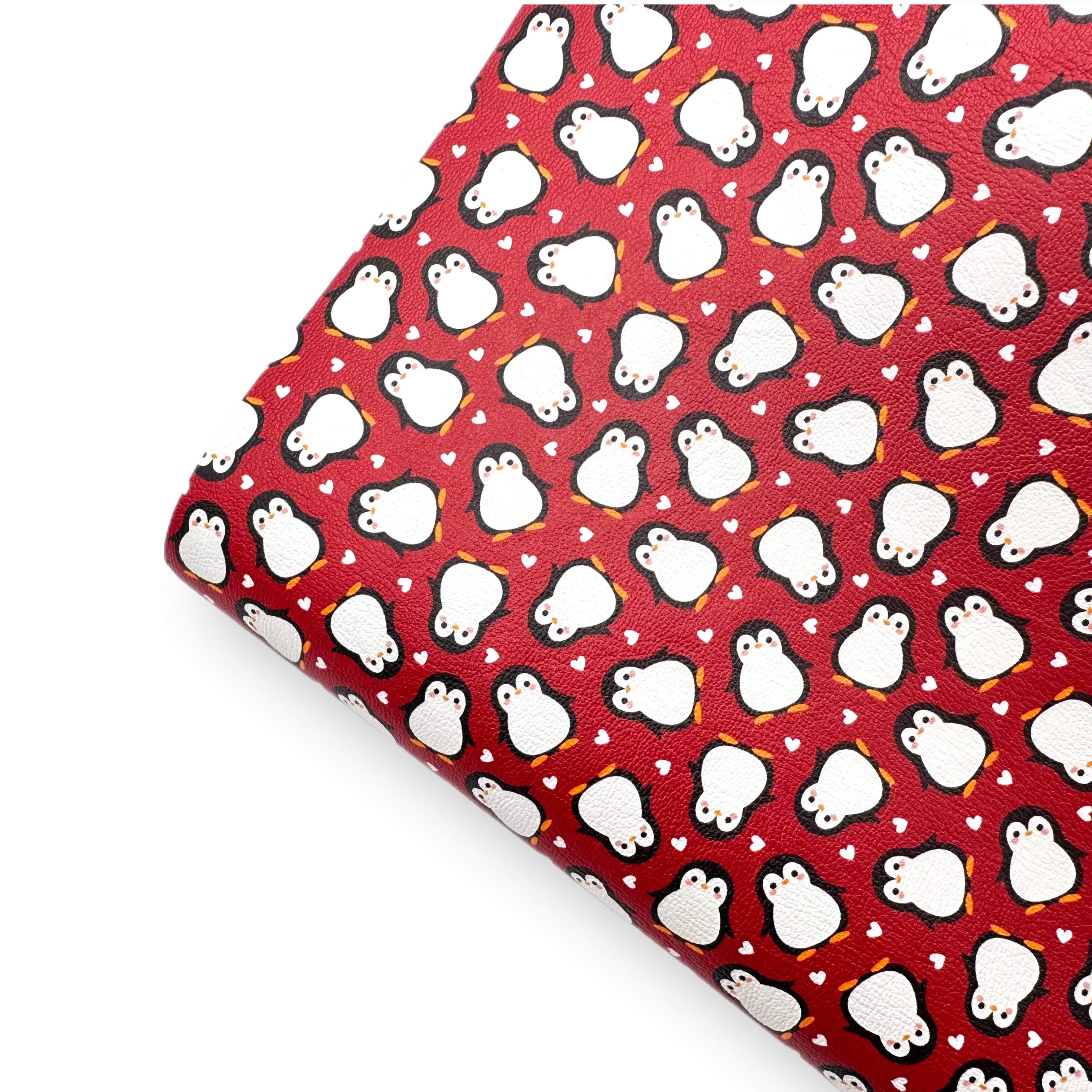 Hey Penguin Red Premium Faux Leather Fabric Sheets