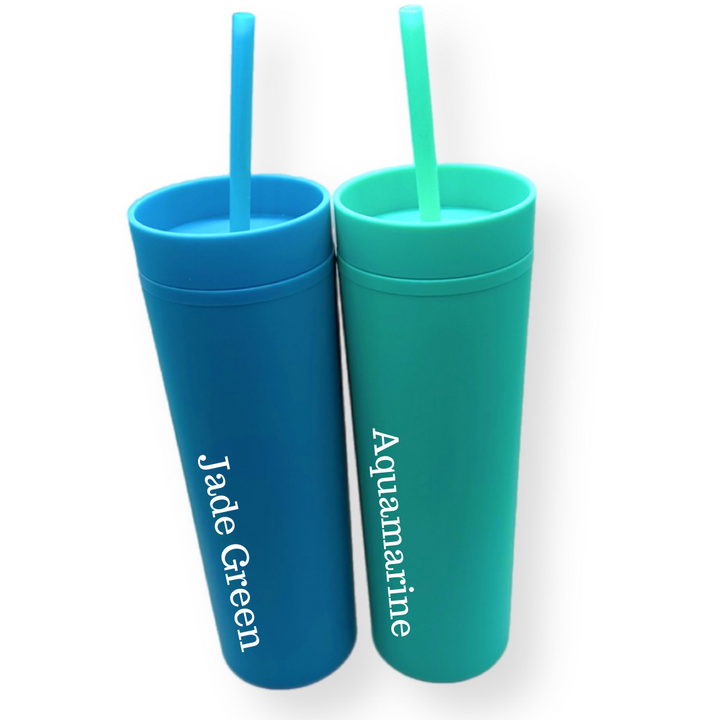 Skinny Tumbler with Straw 16 oz- 31 Colour Shades