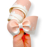 Peach Hop Hop Bunny Faux Leather Mega Bow Strips