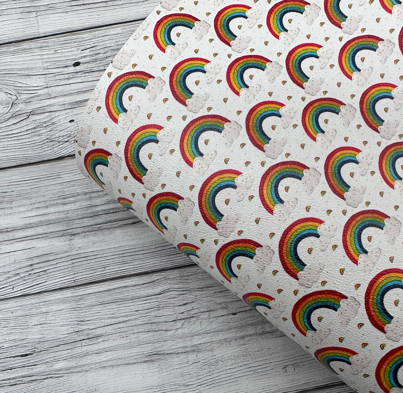 Embroidered Rainbow Premium Faux Leather Fabric Sheets