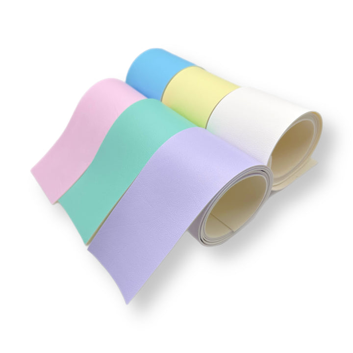 Pastel Sugar Coated Core Glitter & Faux Leather Mega Bow Strips Collection - 12 Bow Strips