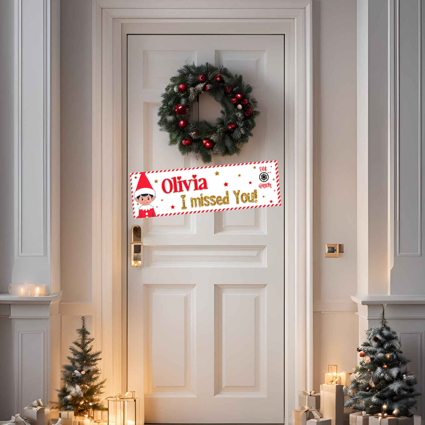 Elf Return Arrival Personalised Faux Leather Banner