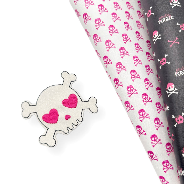 Girly Skull Pirate Glittery Celebration Birthday Party Badge Felties