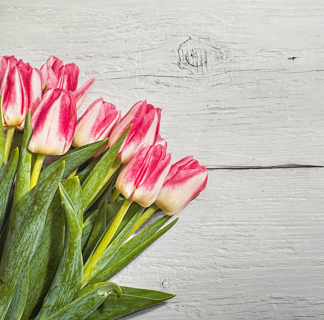 Tulips Wooden Effect Canvas Photography Background