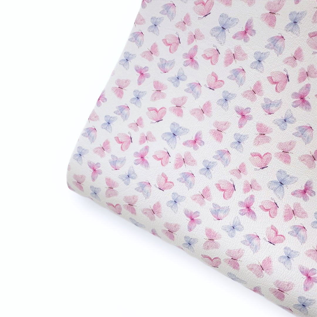 Pastel Butterfly Skies Premium Faux Leather Fabric