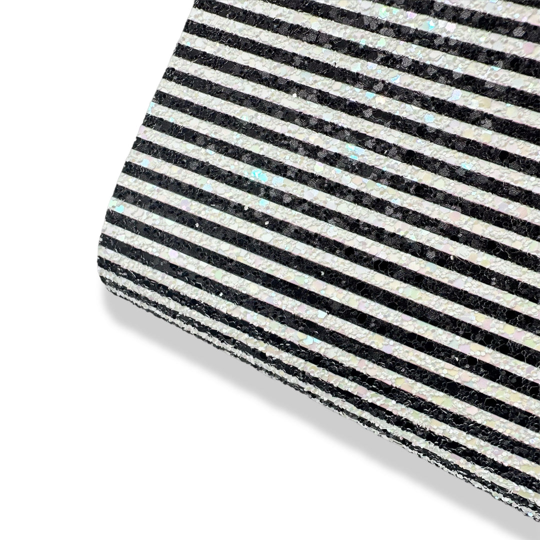 Mono Stripes Chunky Glitter Fabric