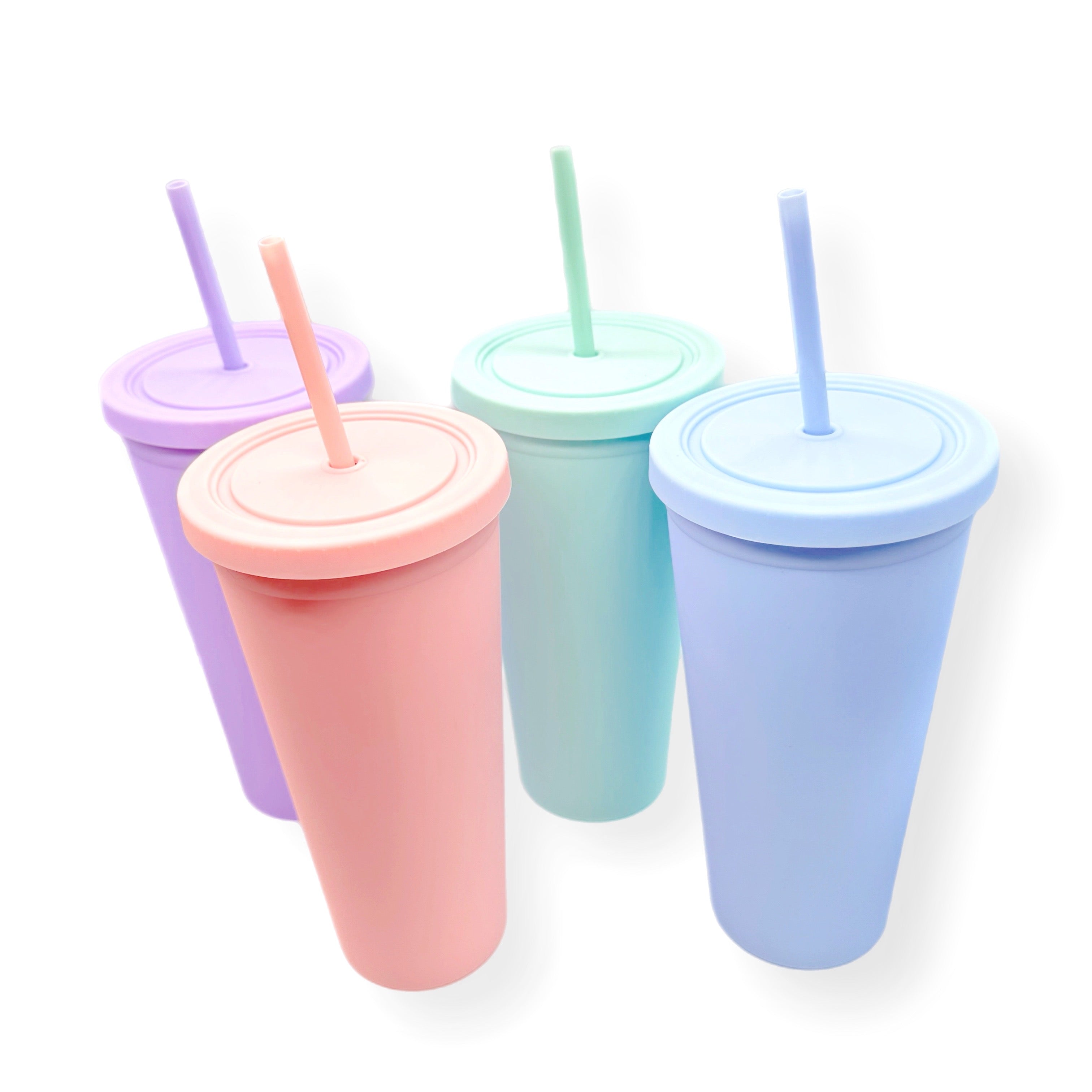 Pastel Soft Touch Double Walled Cold Cups 600ml